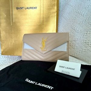 Yves Saint Laurent Cassandre Matelasse Chain Wallet